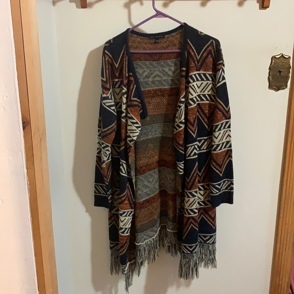 Fringe cardigan.